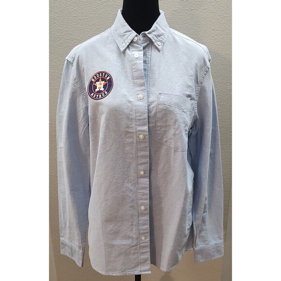 H&M Adult Small Chambray Button Down One Of A Kind Astros Game Day Shirt B20 - Picture 3 of 7